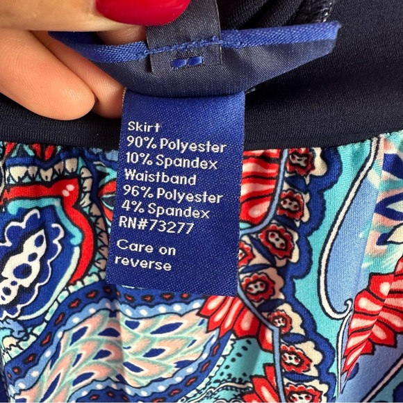 apt. 9 Bohemian Maxi Skirt bright Blue Red Patterns sz L classic beach travel - Picture 4 of 7